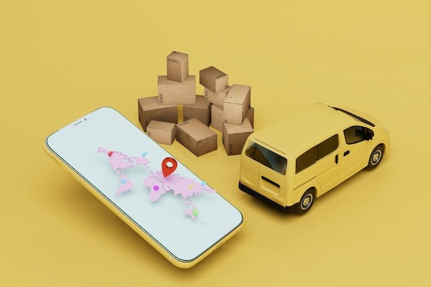 تصویر ماشین پست و موبایل-parcel-post