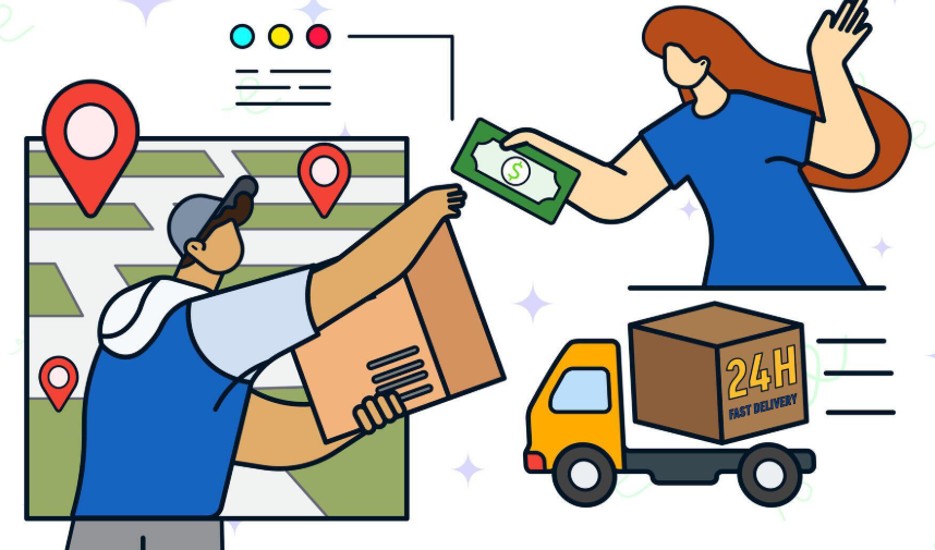 یک زن در حال پرداخا پول به پستچی-پرداخت در محل