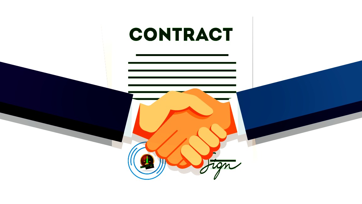 دو نقر در حال دست دادن و یک قرارداد-ارسال بسته با پست ویژه سازمان