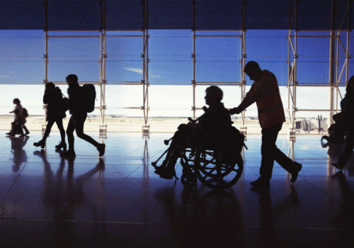 What tips should disabled people follow to move more easily at the airport
